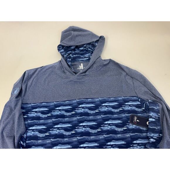 NWT johnnie-O Braden Camo Performance Hoodie Navy Blue Men's Size MEDIUM $118 - Picture 2 of 11